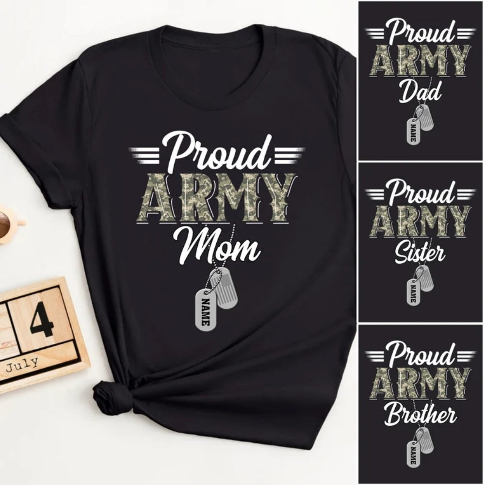 Proud Army Personalized Matching Family T Shirts, Custom Army Military Shirts For Family ET0207