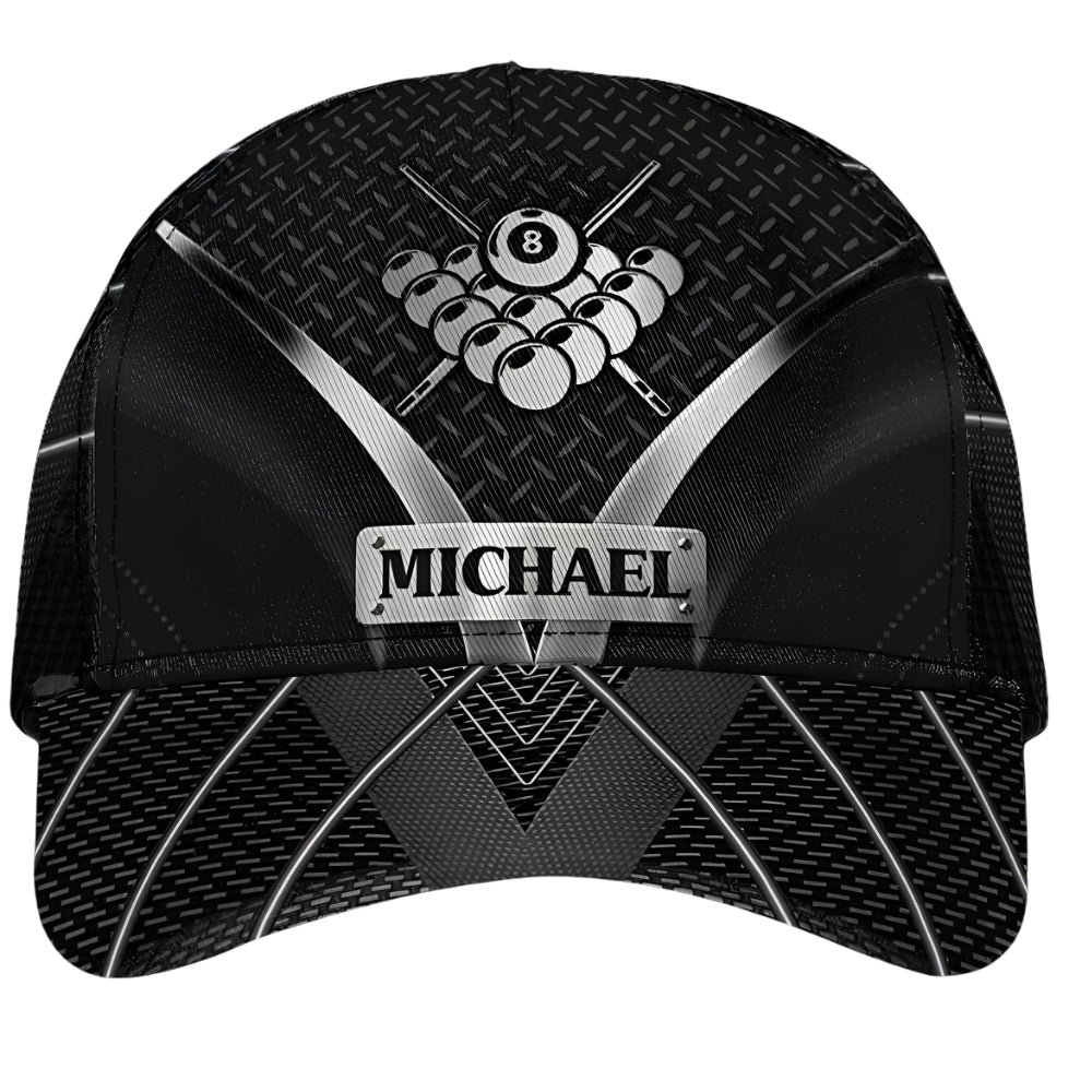 Custom Black Billiard 3D Printed Baseball Cap, Custom Name Pool Billiard Hat CP0424