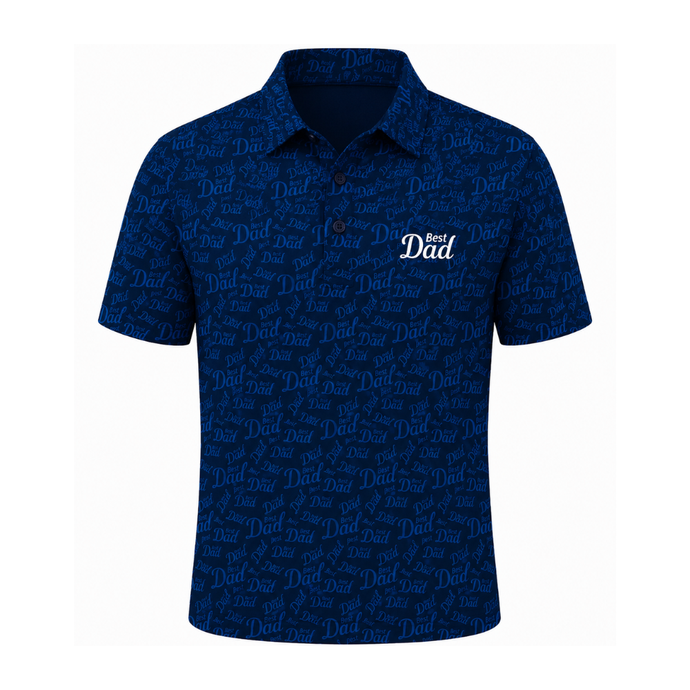 Best Dad Blue White Golf Polo Shirt For Men, Father's Day Golf Shirt For Dad GE0484