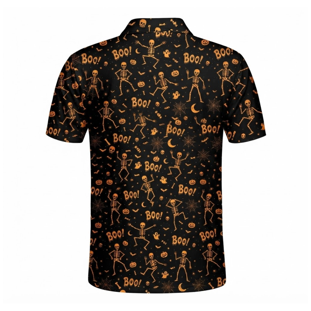 Men's Skeleton Halloween Golf Polo Shirt, Halloween Golf Shirt Men GE0605