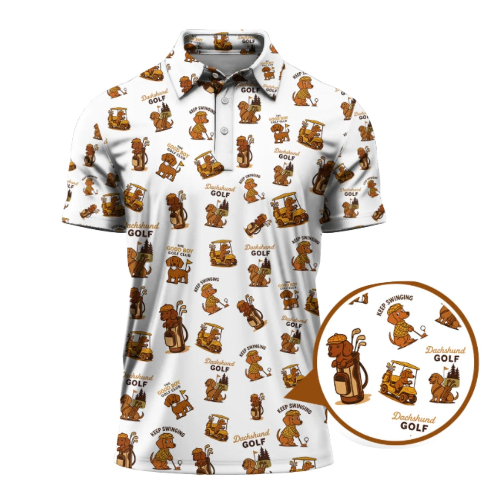 Funny Dachshund Golf Polo Shirt For Men, Dachshund Golf Shirts GZ0194