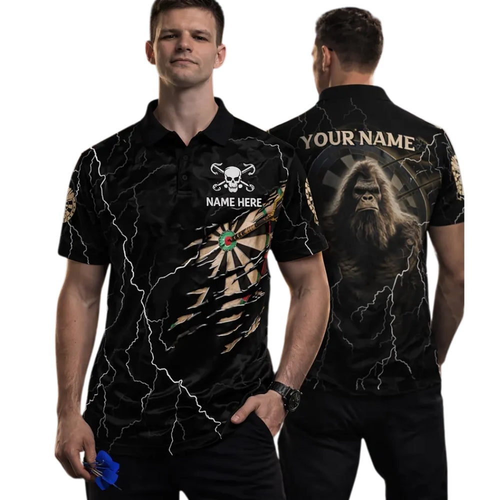 Custom Bigfoot Thunder Darts Polo Shirt For Men, Custom Sasquatch Dart Shirts DE0086