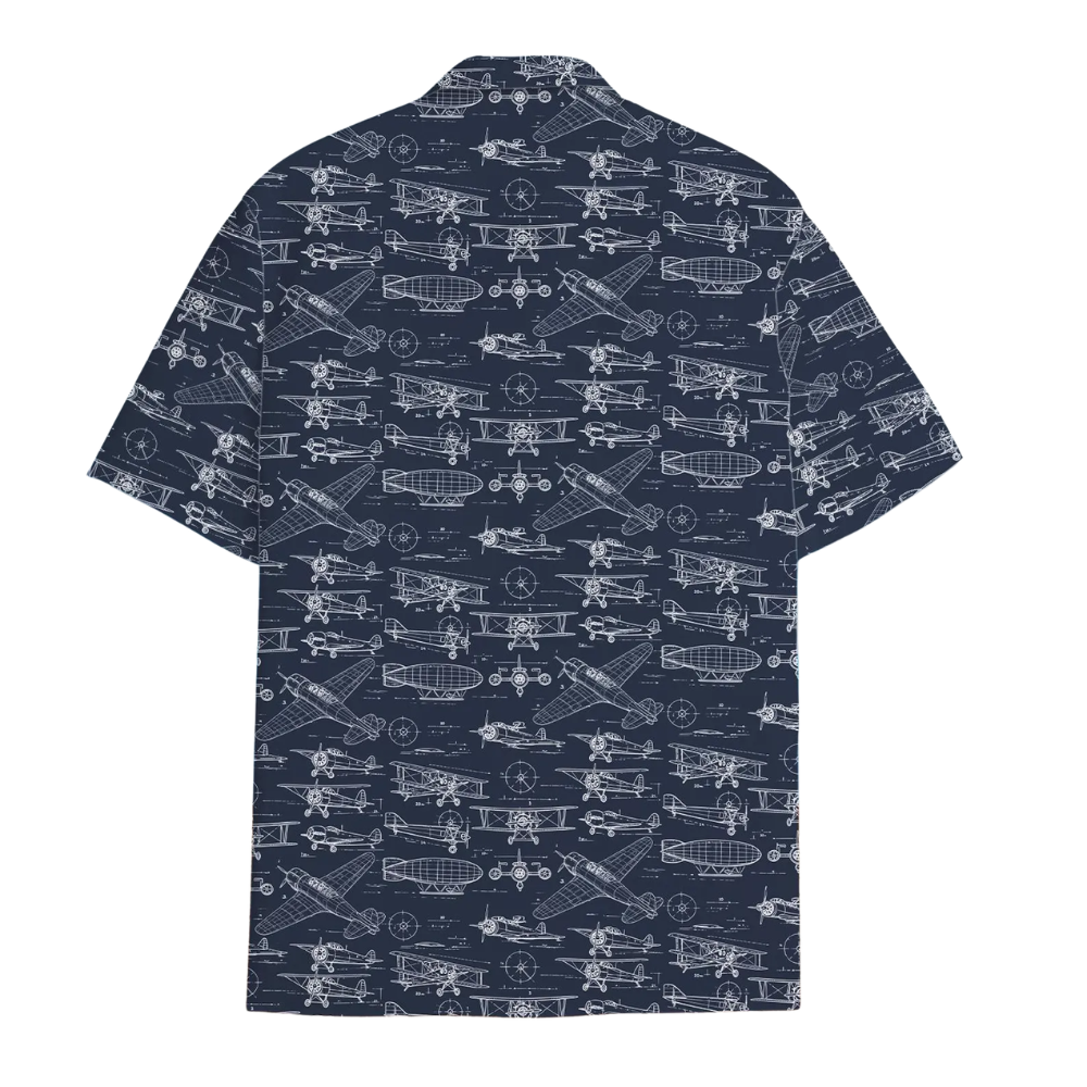 Aircraft Navy White Hawaiian Shirt For Men, Military Airplane Hawaiian Shirt HE0376