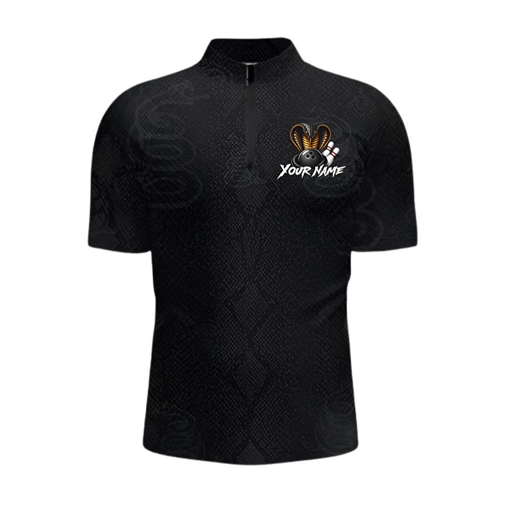 Custom Cobra Snake Black Bowling Jersey For Men, Custom Snake Team Bowling Shirt BZ0909