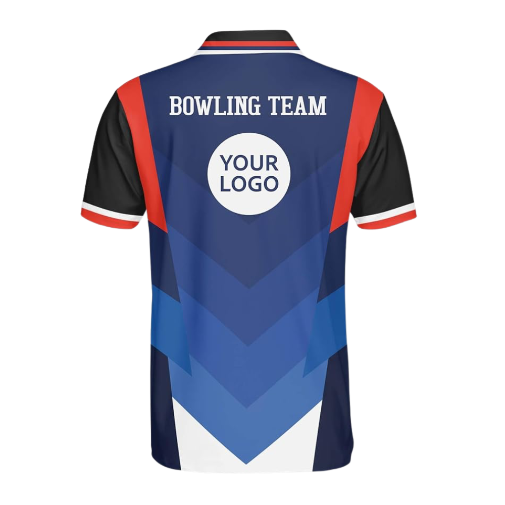 Custom Logo Blue Red White Bowling Polo Shirt For Men, Custom Team Bowling Shirt With Logo BZ0783