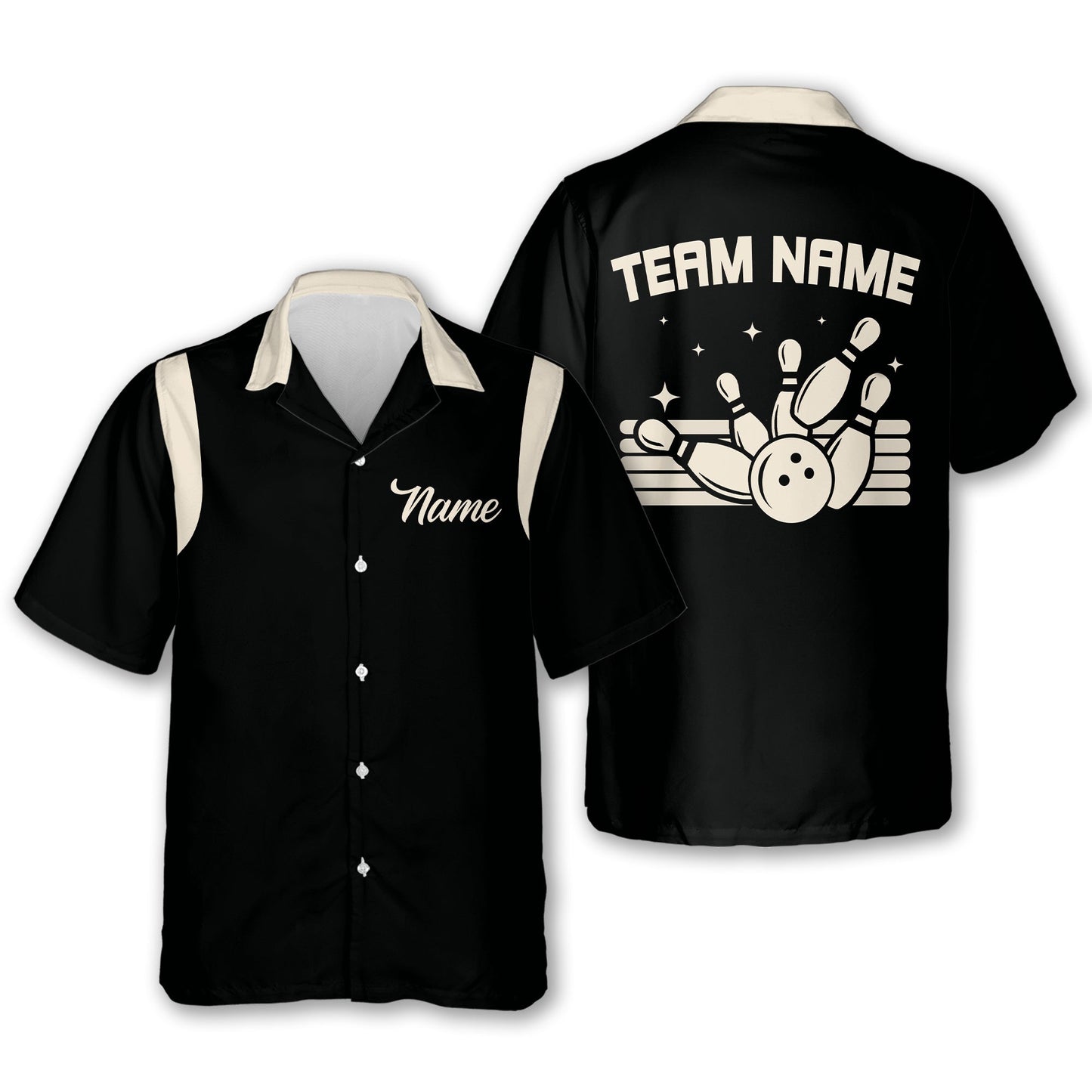 Custom Navy Blue Bowling Hawaiian Shirts For Men, Custom Bowling Team Shirts BE0055