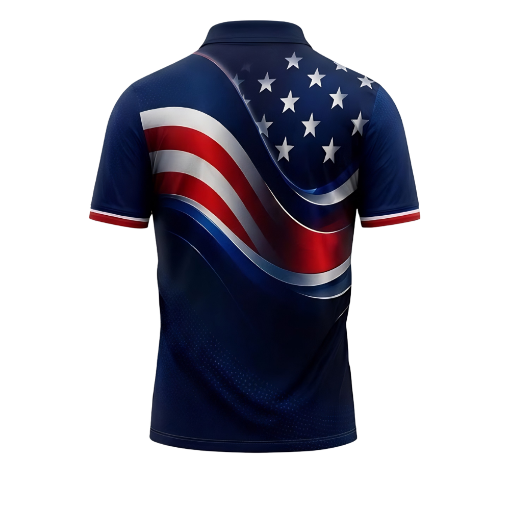 Neon American Flag Golf Polo Shirt For Men, Patriotic 4th Of July Golf Shirts GE0425