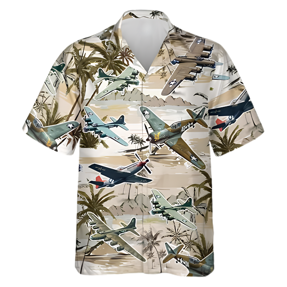 Fighter Aircraft Hawaiian Shirt For Men, Tropical Aircraft Hawaiian Shirt For Veteran HE0736