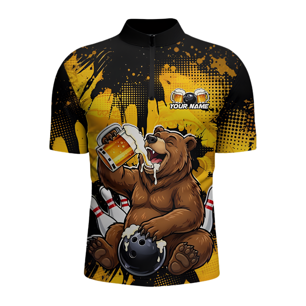Bear And Beer Custom Bowling Jersey For Men, Custom Bear Bowling Shirts For Team BZ0887