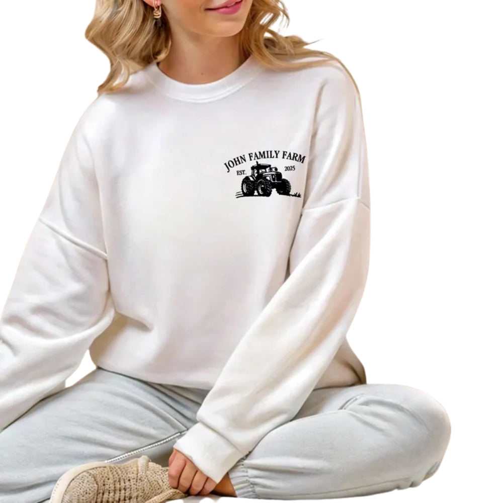 Custom Farm Name Tractor Sweatshirt, Custom Family Farmer Matching Sweater 2D0847