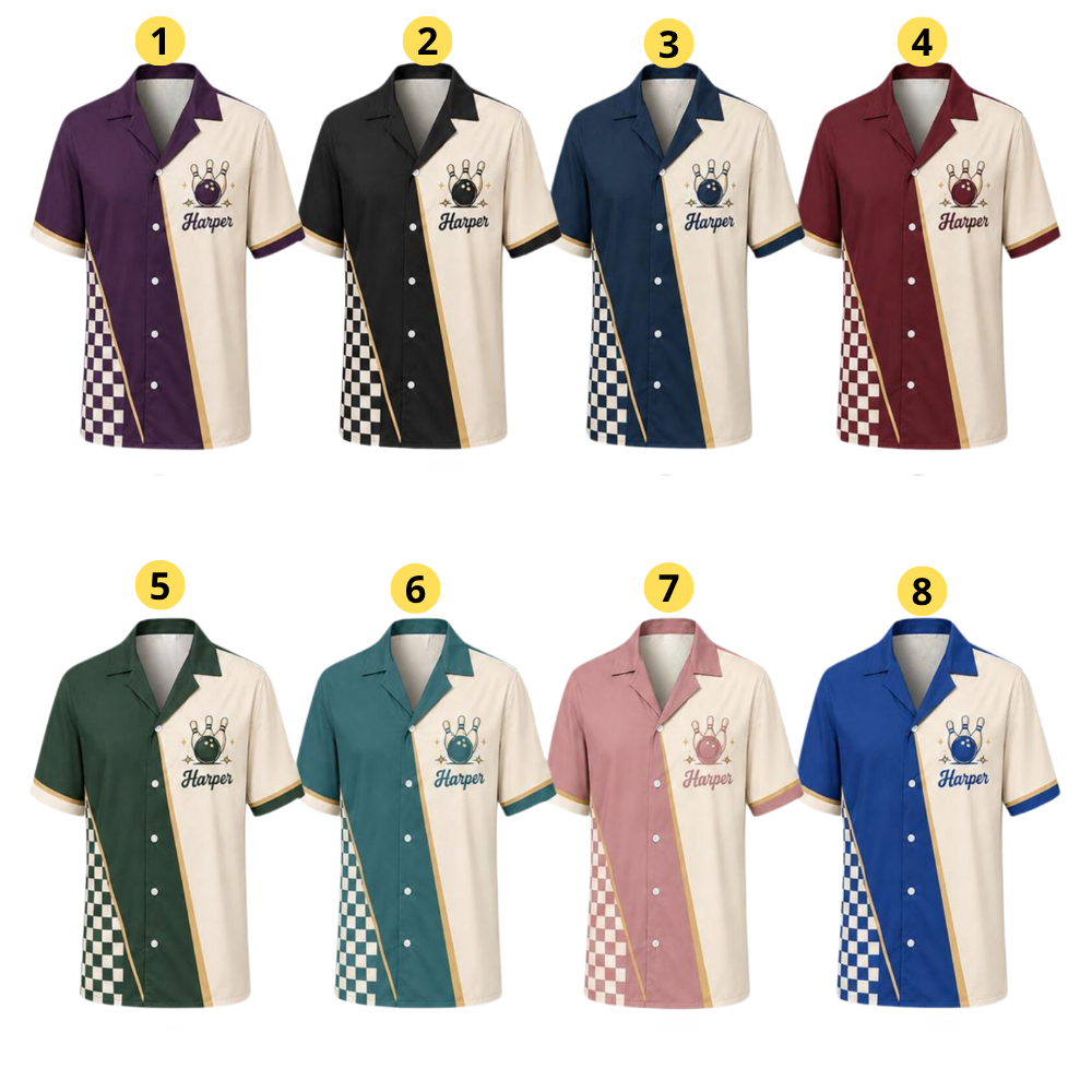 Custom Lucky Strikers Retro Purple Bowling Hawaiian Shirt Men Women, Custom Retro Bowling Team Shirt BE0250