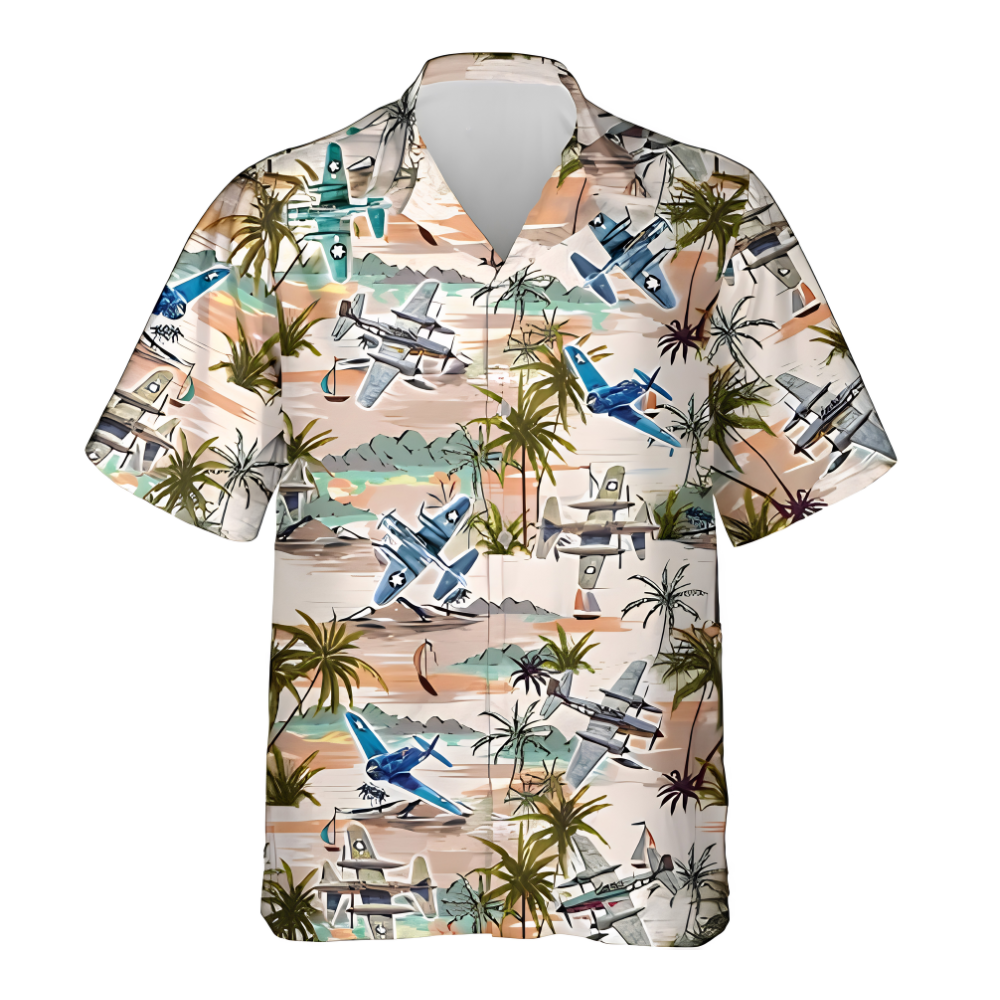 WII Aircraft Tropical Mens Hawaiian Shirt, Military Airplane Hawaiian Shirt HE0735