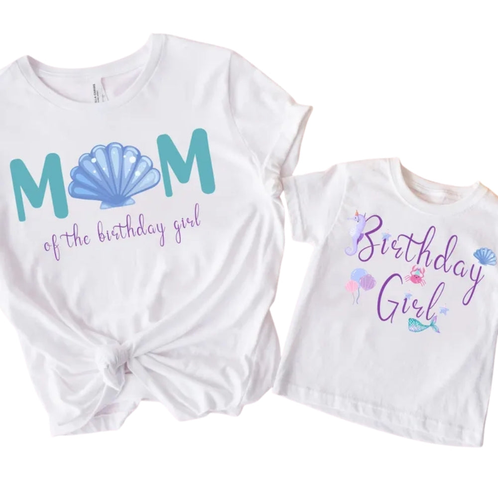 Matching Mermaid Birthday T Shirts For Family, Family Mermaid Birthday Shirts ET0335
