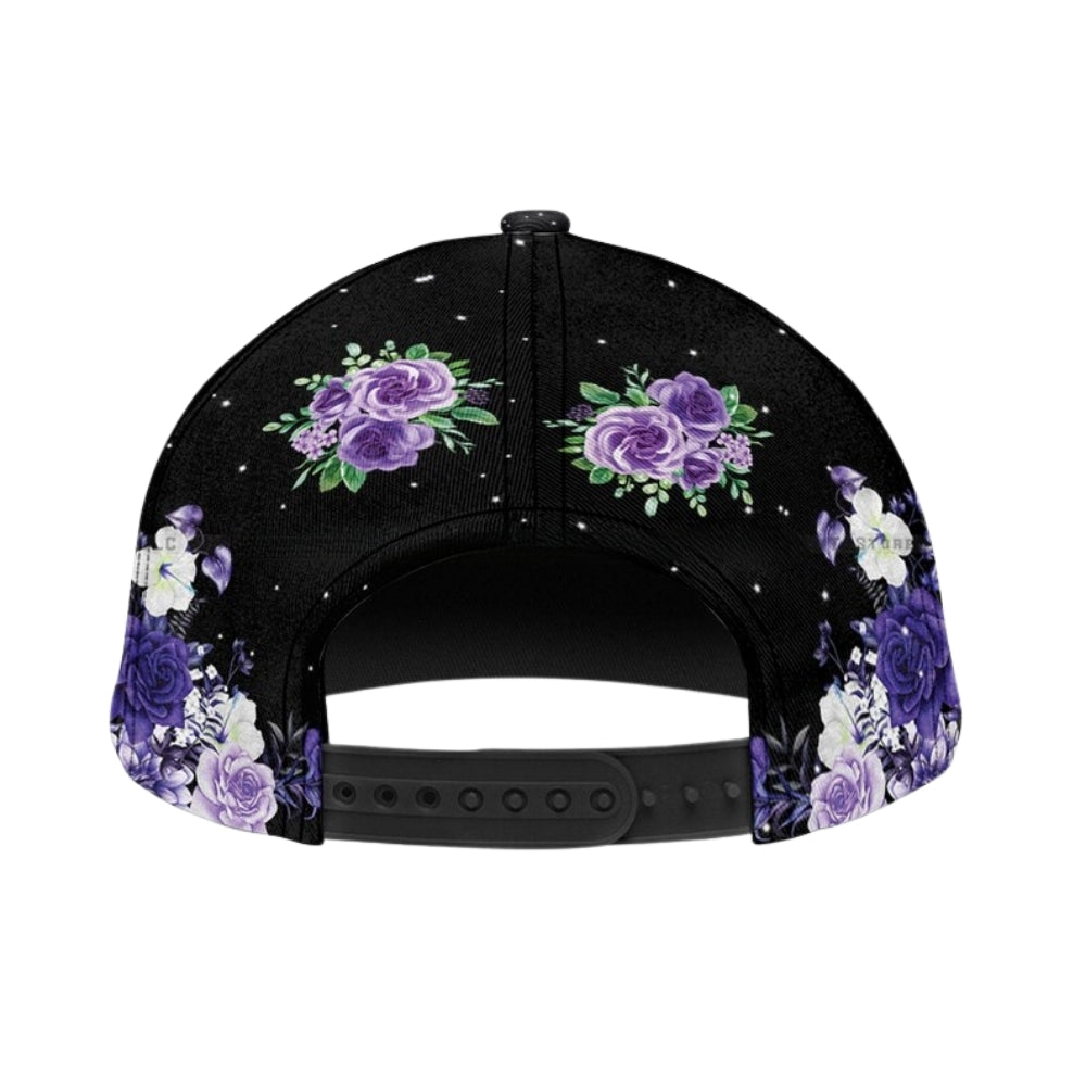 Custom Hummingbird Purple Flower 3D Baseball Cap, Custom Hummingbird Floral Hats Caps CP0164