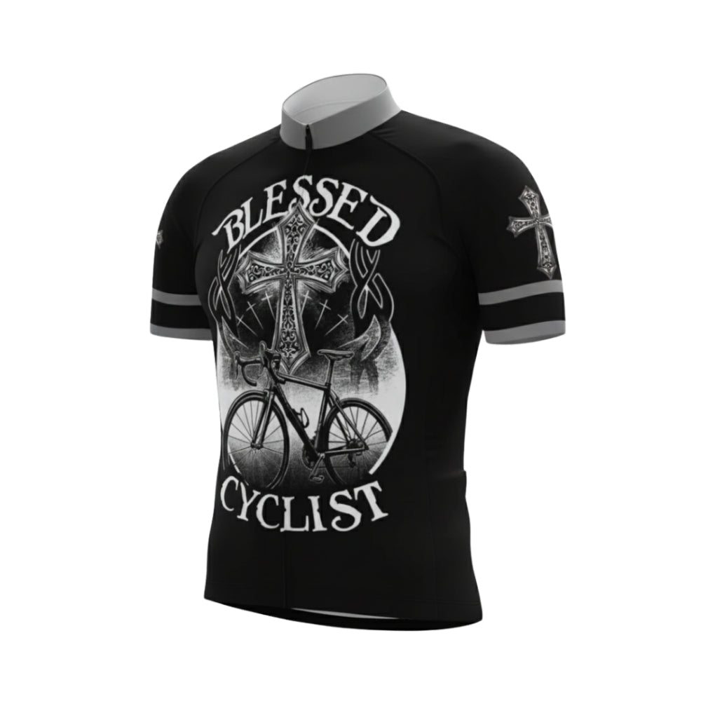 Blessed Cyclist Cross Cycling Short Sleeve Jersey For Men, Cross Christian Cycling Jerseys CG0528