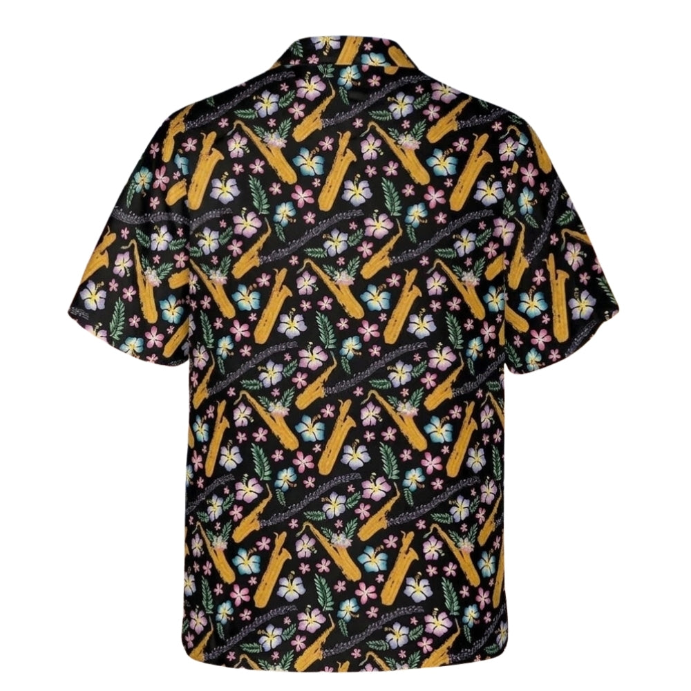 Floral Saxophones Hawaiian Shirt Men Women, Saxophone Hawaiian Shirts HE0324