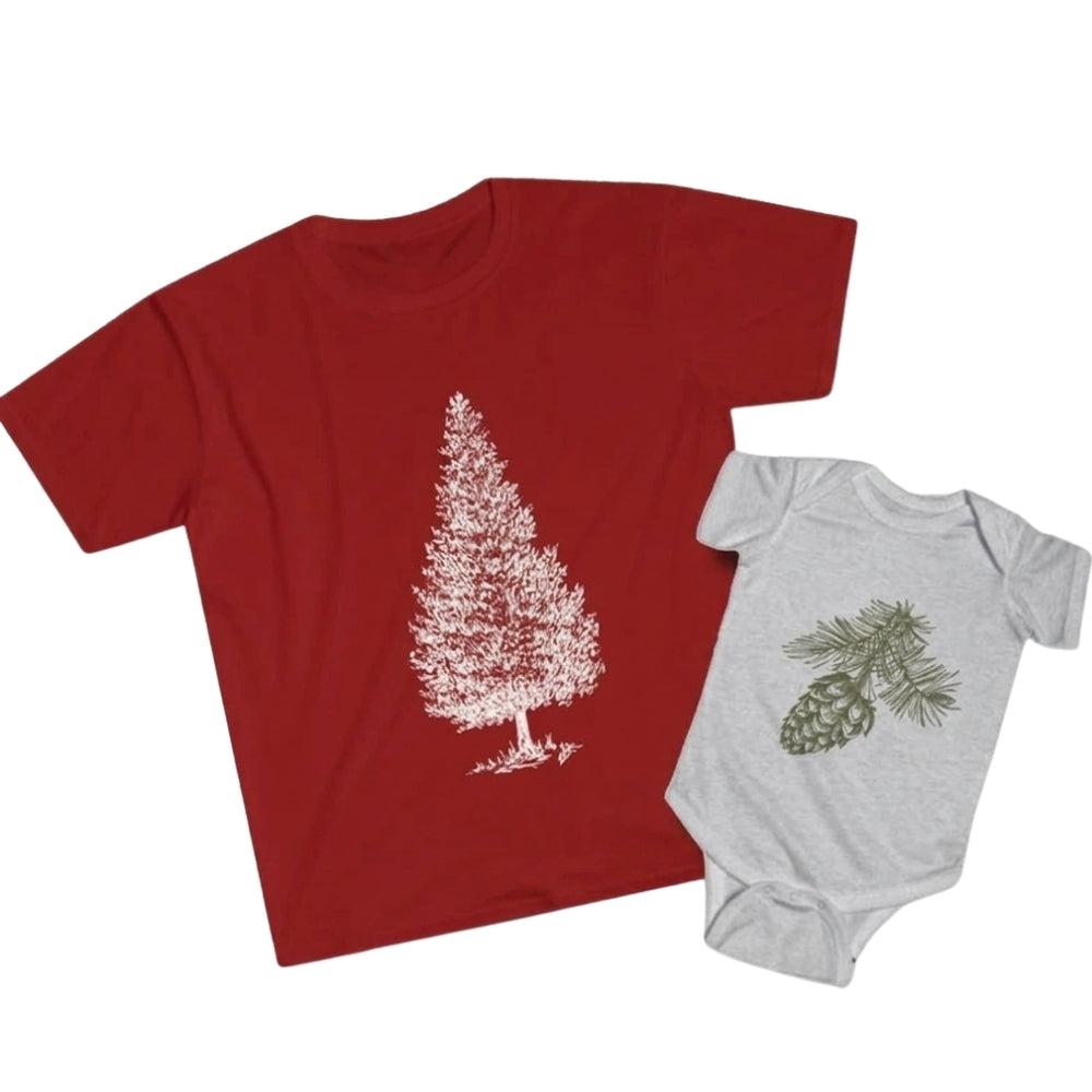 Pine Cone And Pine Tree Matching Family T Shirt, Family Pine Tree Matching Shirts ET0928