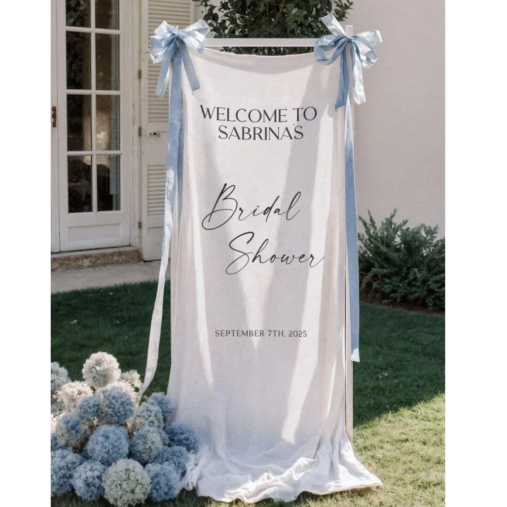Custom Fabric Bridal Shower Wedding Welcome Sign, Personalized Welcome Banner For Bridal Party WD0205