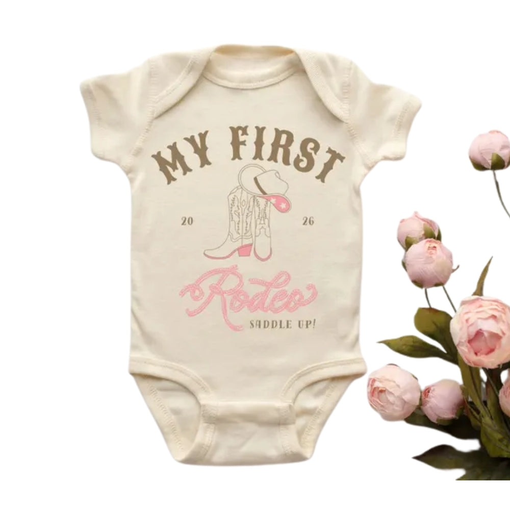 My First Rodeo Custom Cowgirl First Birthday Matching Family T Shirts, Custom Western 1st Birthday Shirts For Family ET0339