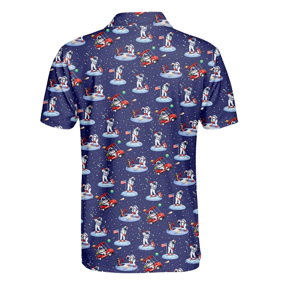 Astronaut Navy Golf Mens Polo Shirt, Astronaut Space Golf Shirts GE0565