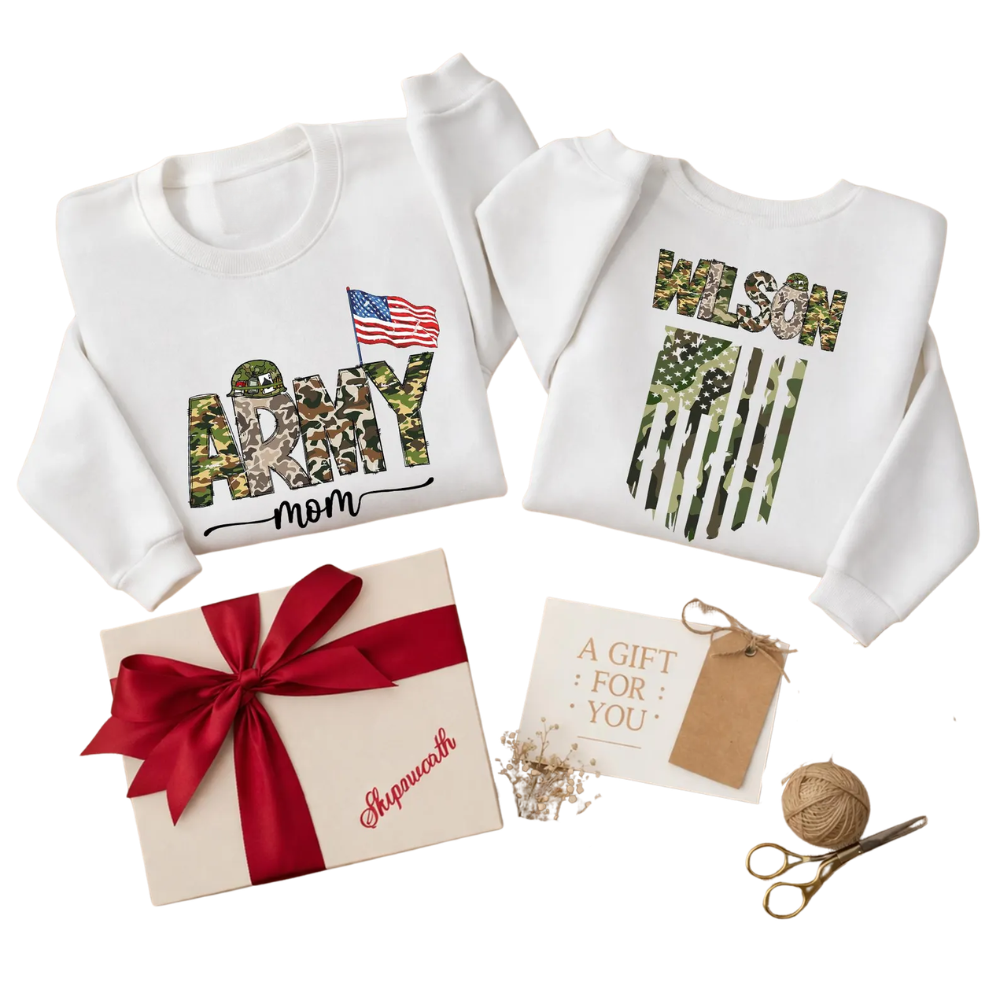 Custom Army Mom Camo Sweatshirt Family Matching, Custom Military Family Sweatshirt ET1707