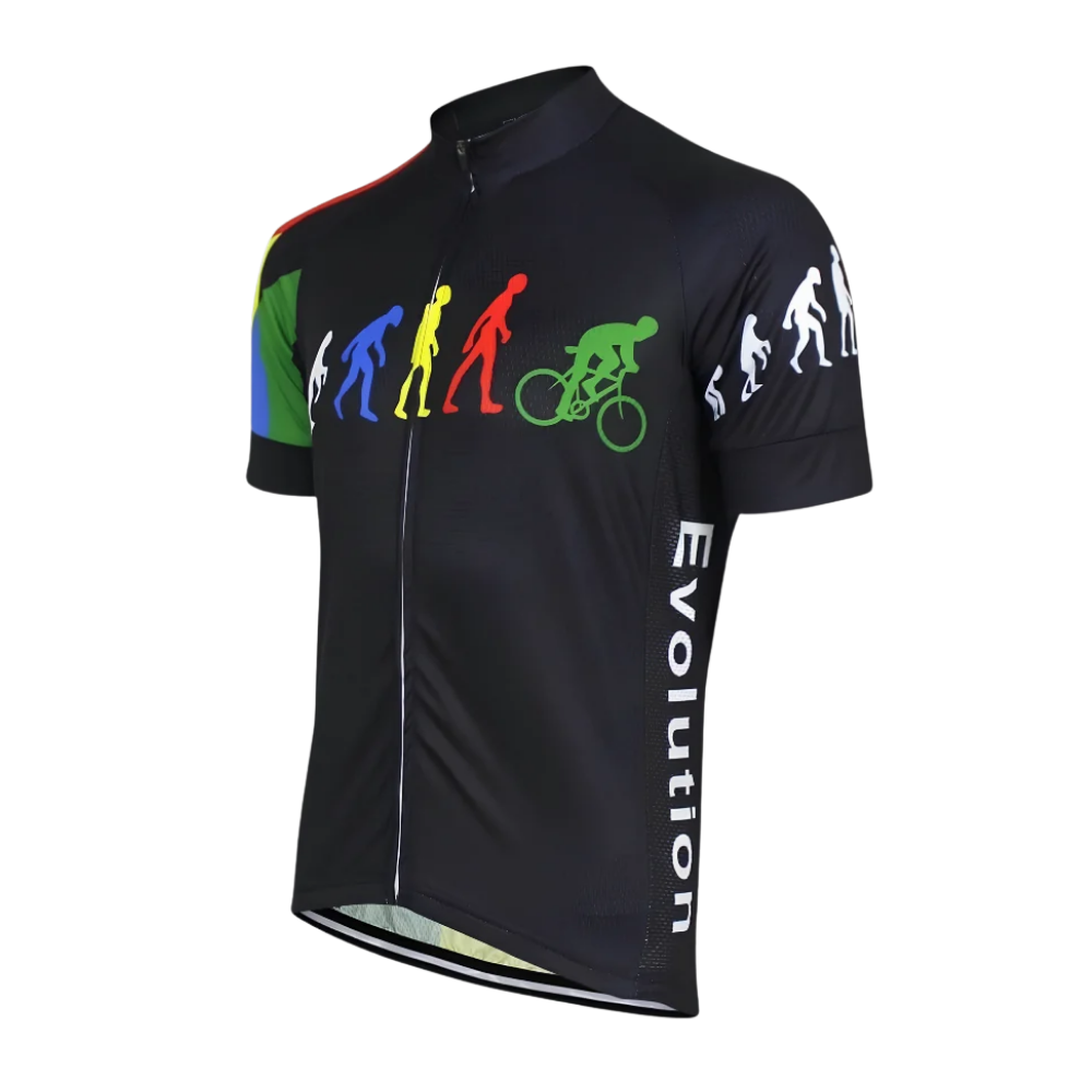 Evolution Of Man Cycling Short Sleeve Jersey For Men, Funny Black Cycling Jersey CG0854
