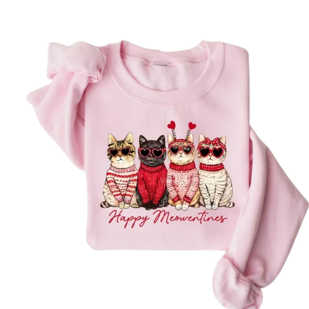 Happy Meowentines Valentine Sweatshirt, Valentine Cat Sweatshirt 2D0775