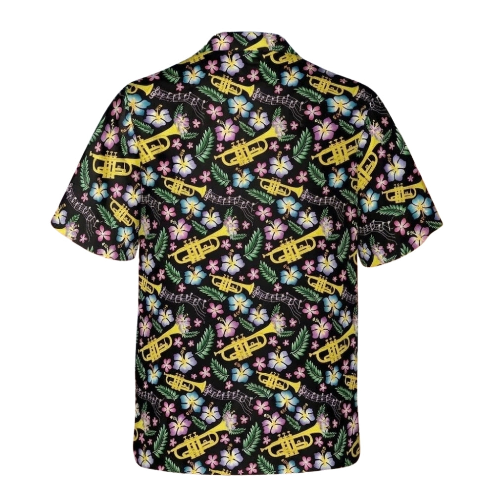 Trumpet Floral Men And Women Hawaiian Shirts, Trumpet Hawaiian Shirt For Musician HE0326