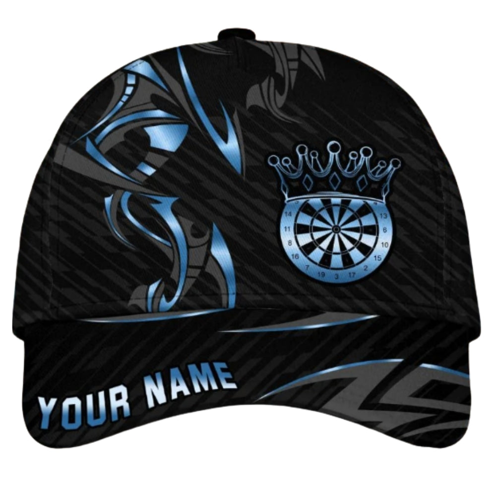 Custom Darts Black And Gold Baseball 3D Printed Cap, Custom Dart Players Cap Hat CP0429