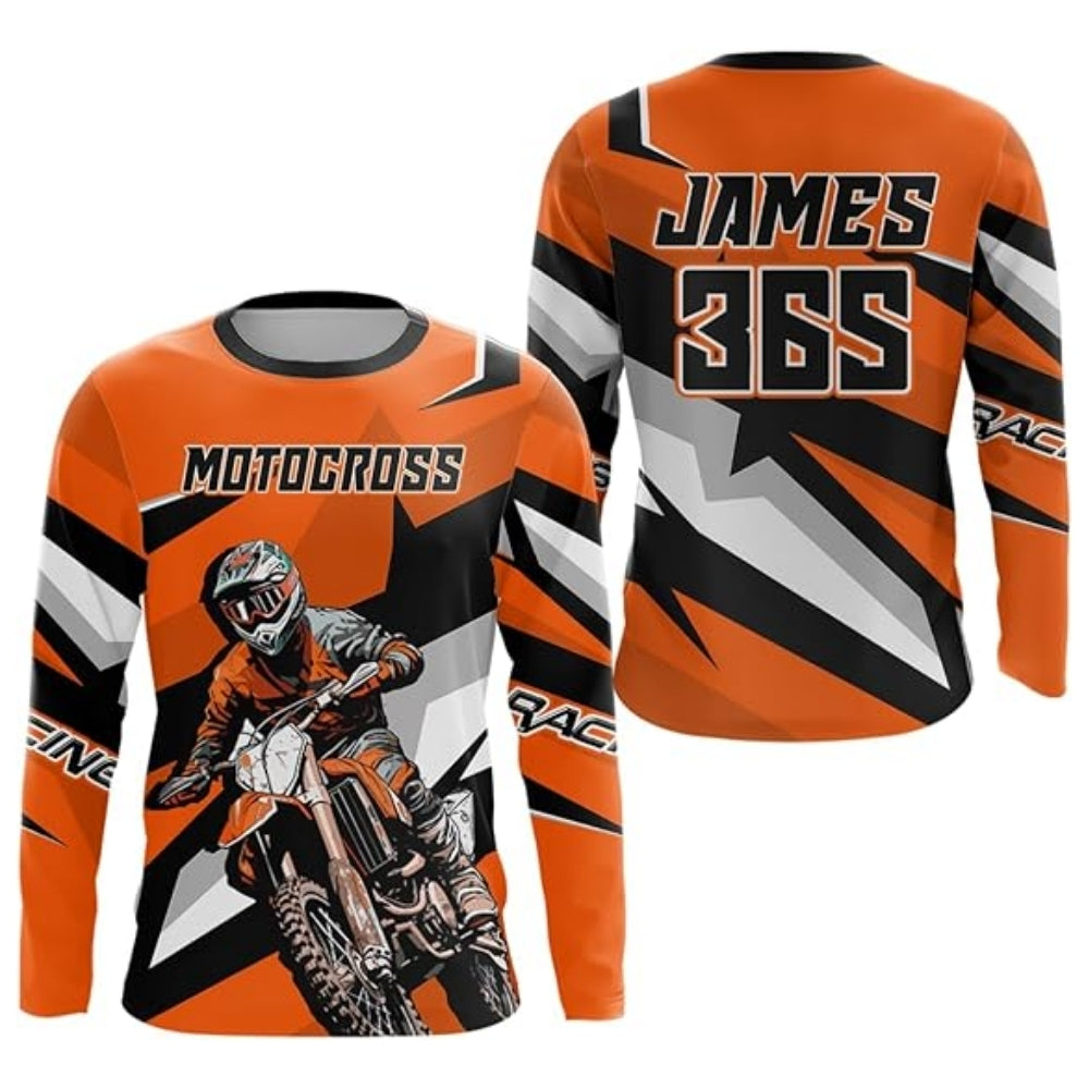 Custom Motocross Racing Long Sleeve Jersey Blue, Custom Motocross Jerseys MZ0055