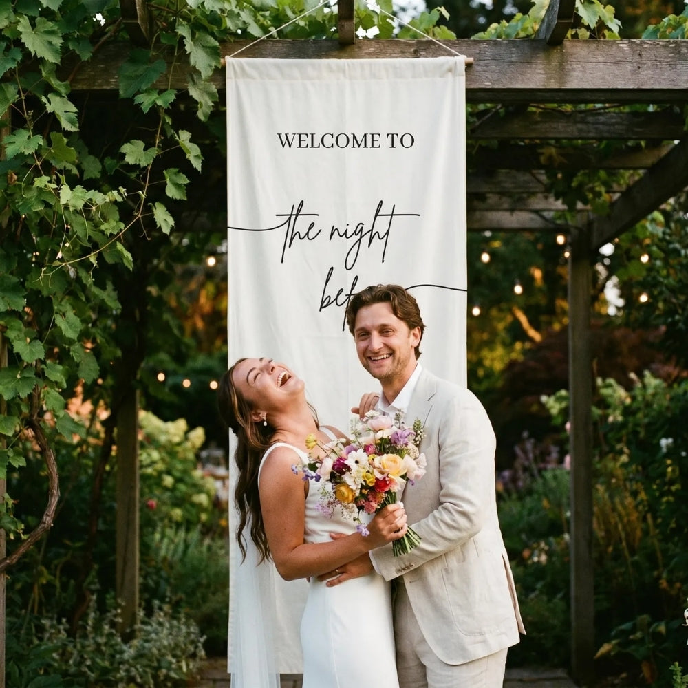 Personalized Rehearsal Dinner Fabric Welcome Banner, Custom The Night Before Welcome Sign WD0404