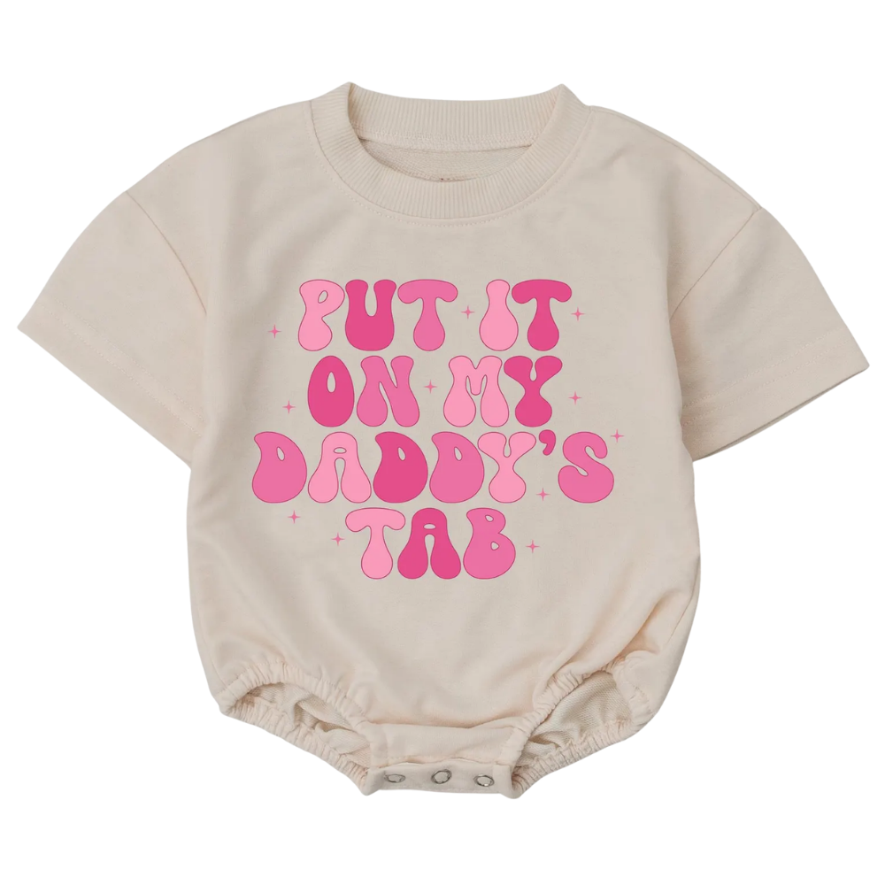 Put It On My Daddy’s Tab Baby T Shirt Romper, Funny Baby Girl Romper BB0060