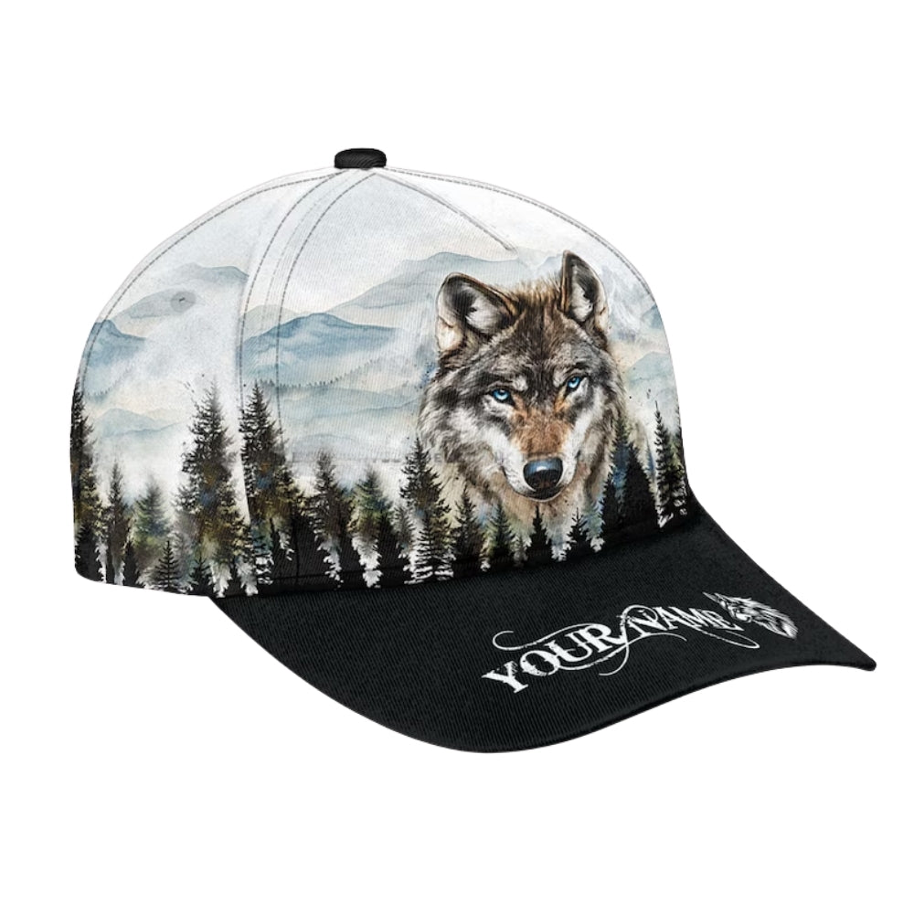 Personalized Wolf 3D Baseball Cap, Custom Name Wolf Hats Caps CP0170