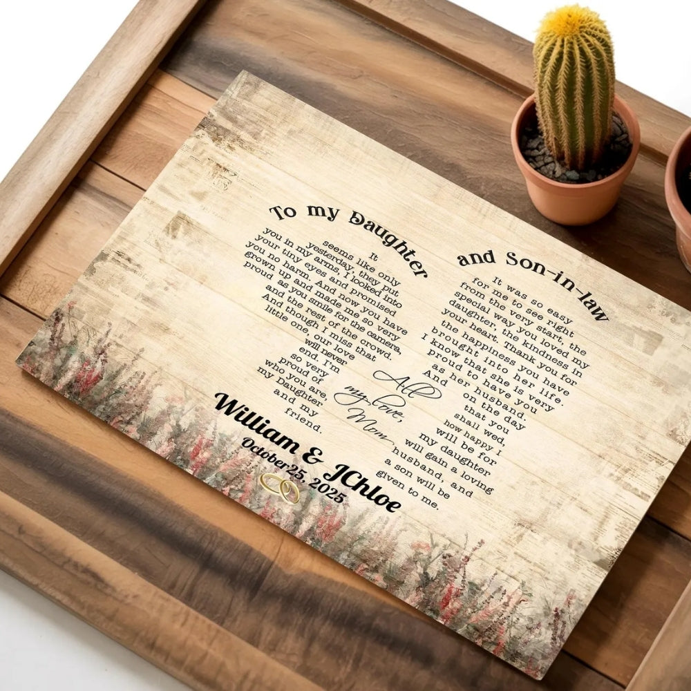Personalized Wedding Canvas For Daughter And Son in Law, Personalized Wedding Canvas From Mother WD0075