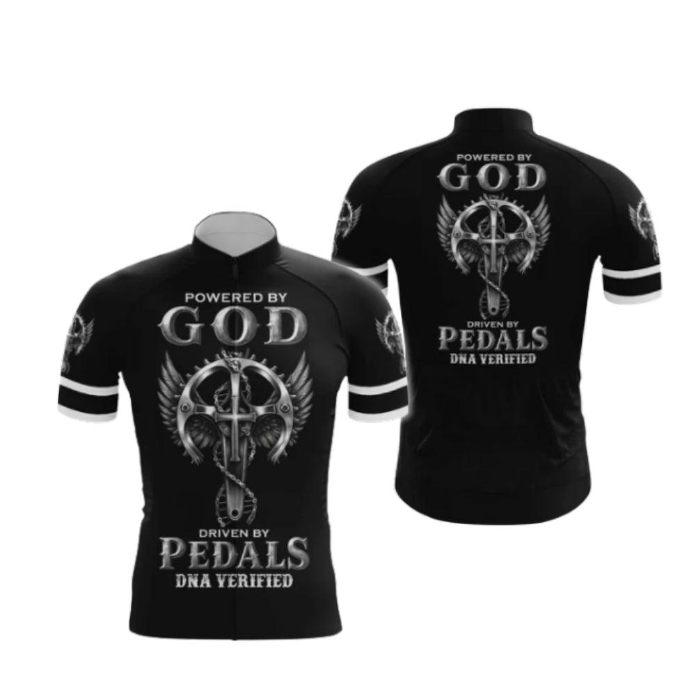 Powered By God Driven By Pedals DNA Verified Short Sleeve Men's Cycling Jersey, God Cycling Jerseys CG0533