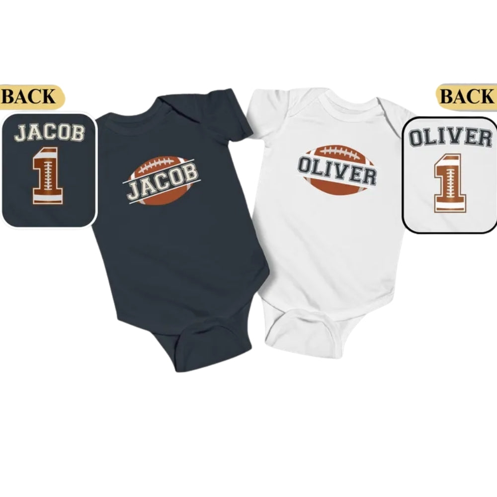 Custom Football First Birthday Matching Family T Shirts, Personalized 1st Birthday Football Family Shirts ET0345
