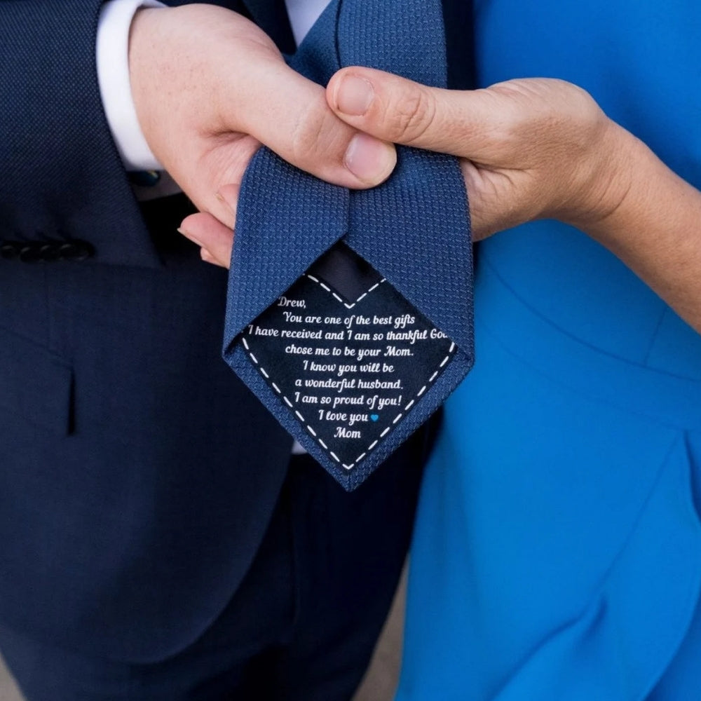 Personalized Tie Patch From Mother To Groom On His Wedding, Personalized Son's Wedding Day Tie Patch WD0074
