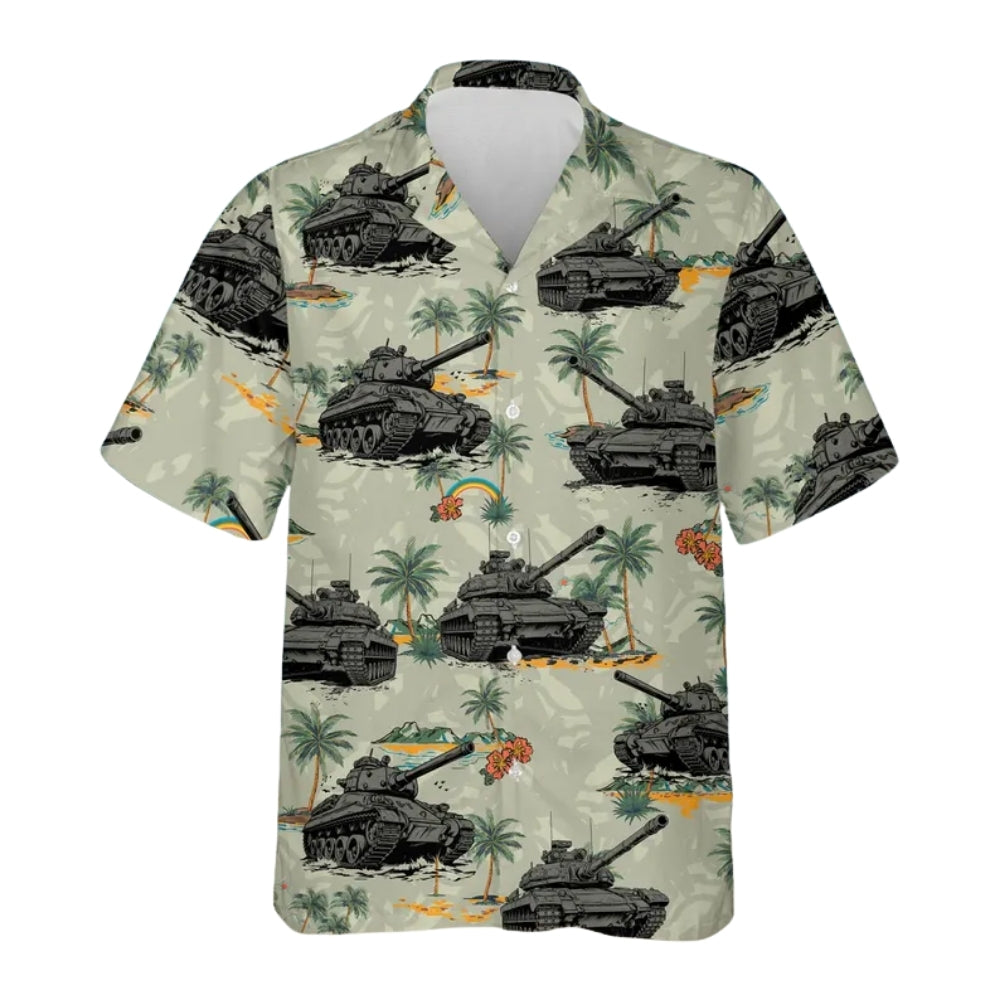 Tank Military Tropical Hawaiian Shirt For Men, Tank Hawaiian Shirts For Veteran HE0146