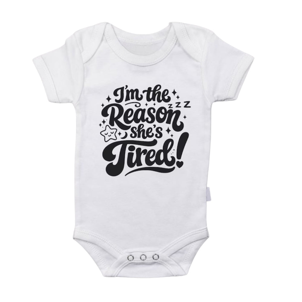 Tired As A Mother I'm A Reason She's Tired Matching Mom And Me T Shirts, Funny Family Shirts For Mother Son Daughter ET0619