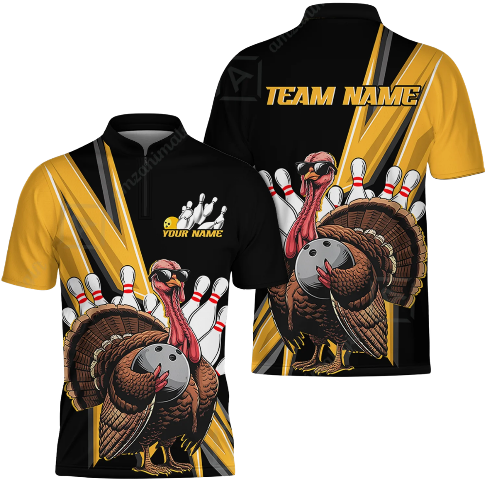 Custom Turkey Chicken Bowling Mens Jersey, Custom Thanksgiving Bowling Shirts For Team BZ0633