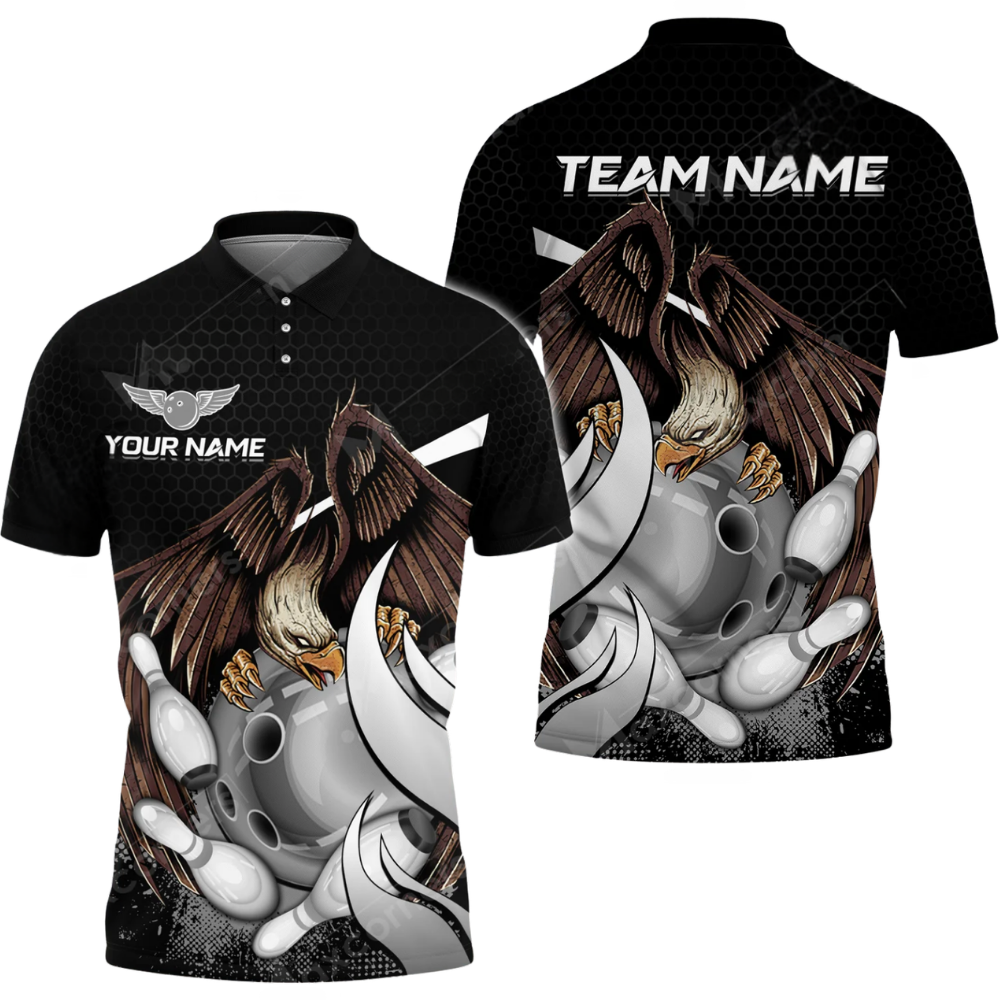 Eagle Custom Mens Bowling Polo Shirt, Custom Ealge Bowling Team Shirts BZ0660