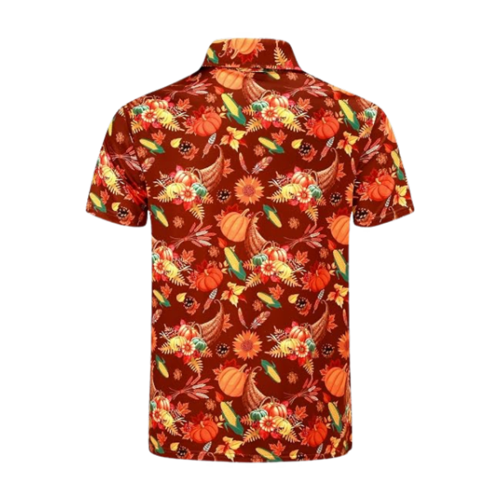 Turkey Pumpkin Men's Red Golf Polo Shirt, Thanksgiving Golf Shirts GZ0443