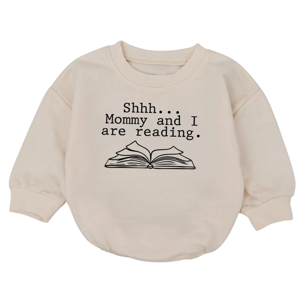 Shhh Mommy And Me Are Reading Baby Romper Sweatshirt, Funny Book Romper Sweatshirt Baby BB0714