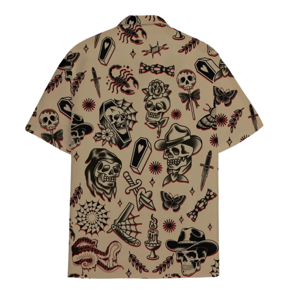 Vintage Skull Men's Hawaiian Shirt, Skull Lover Hawaiian Shirts HE0148