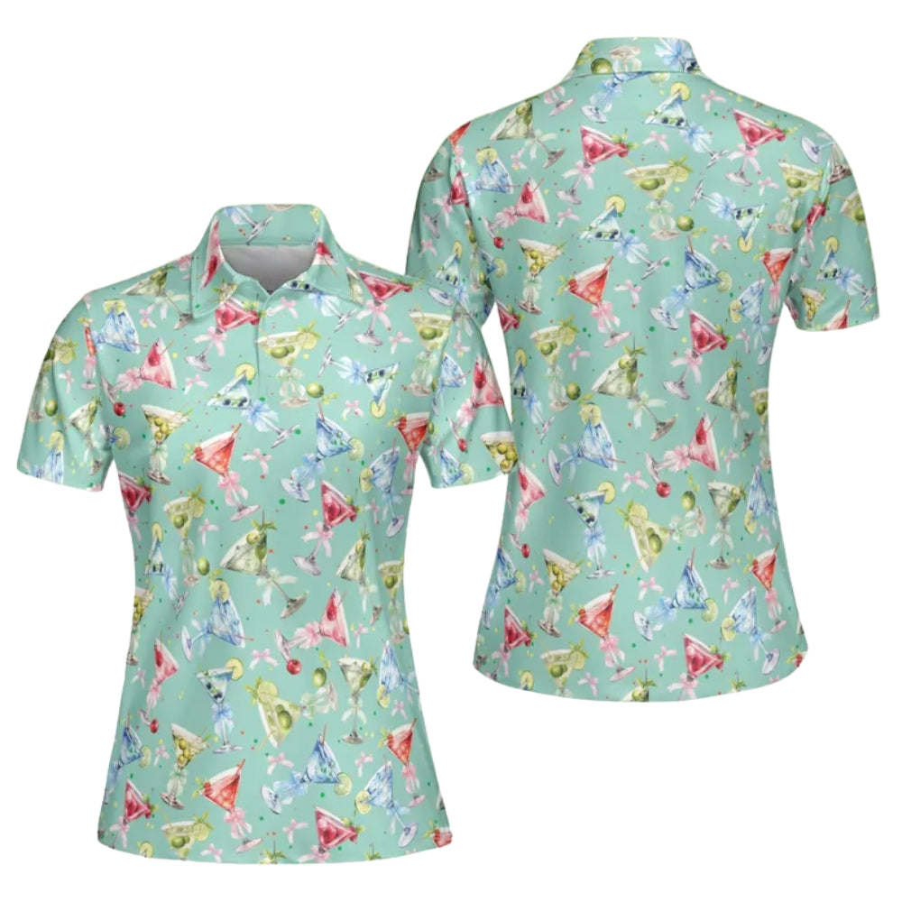 Martini Golf Polo Shirt For Ladies, Women's Cocktail Golf Shirts GE0373