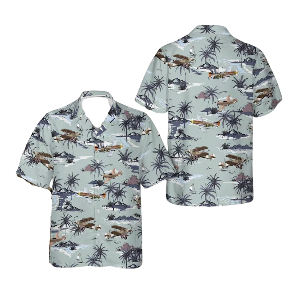 Military Aircraft Tropical Men's Hawaiian Shirt, Airplane Lover Hawaiian Shirts HE0118