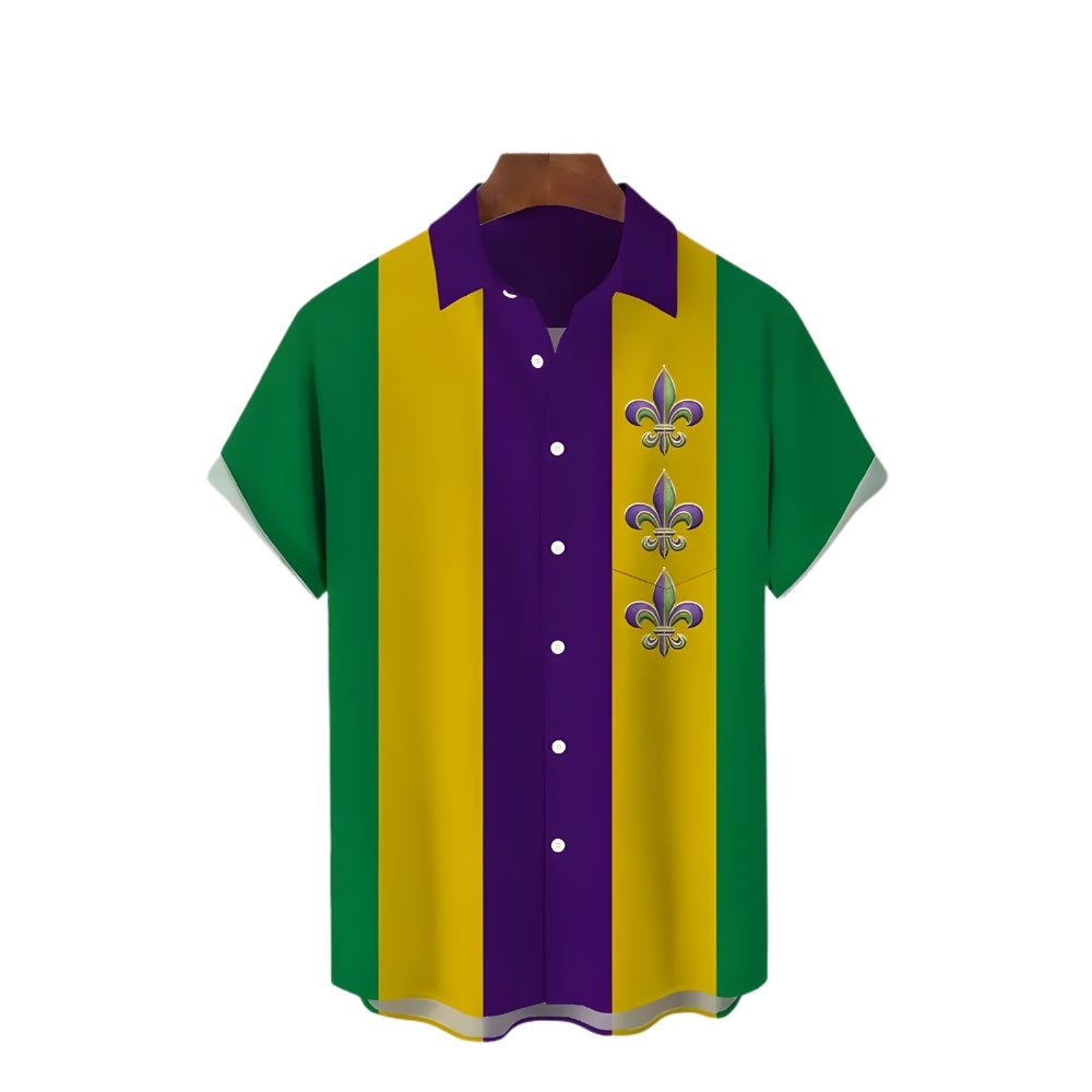 Fleur de Lis Mardi Gras Hawaiian Shirt For Men Women, Mardi Gras Hawaiian Shirts HE0004