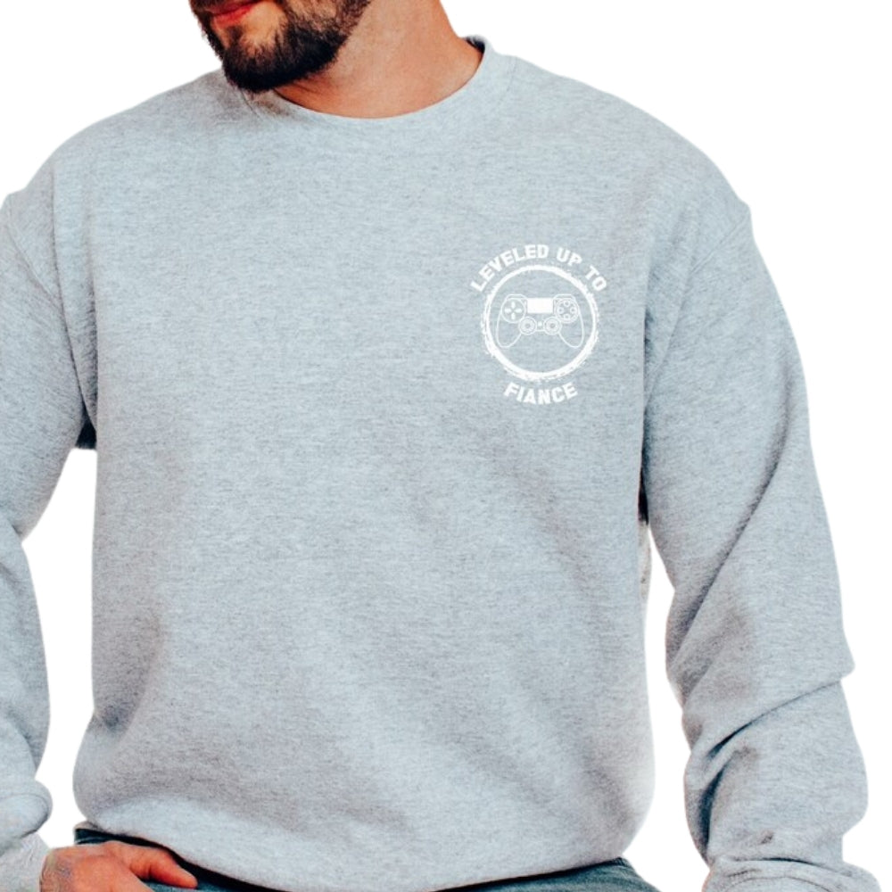 Leveled Up to Fiance Sweatshirt, Funny Engagement Sweatshirt For Gamer 2D0662
