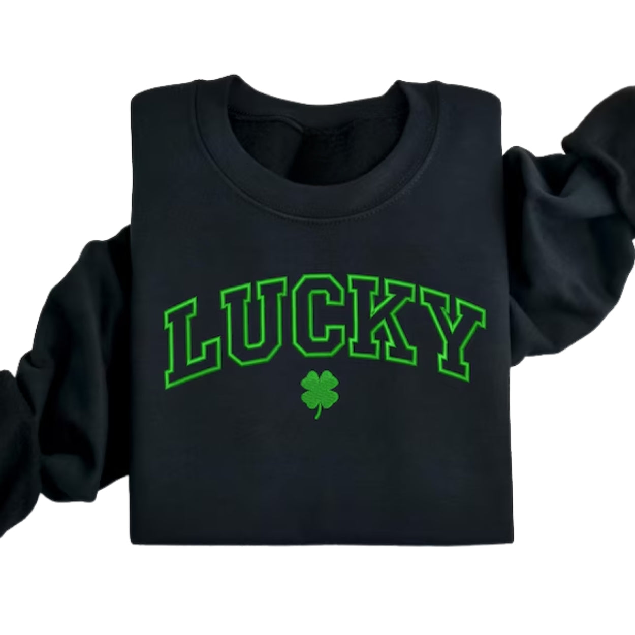 Embroidered Lucky Shamrock Sweatshirt, St Patrick's Day Sweatshirts 2D0858