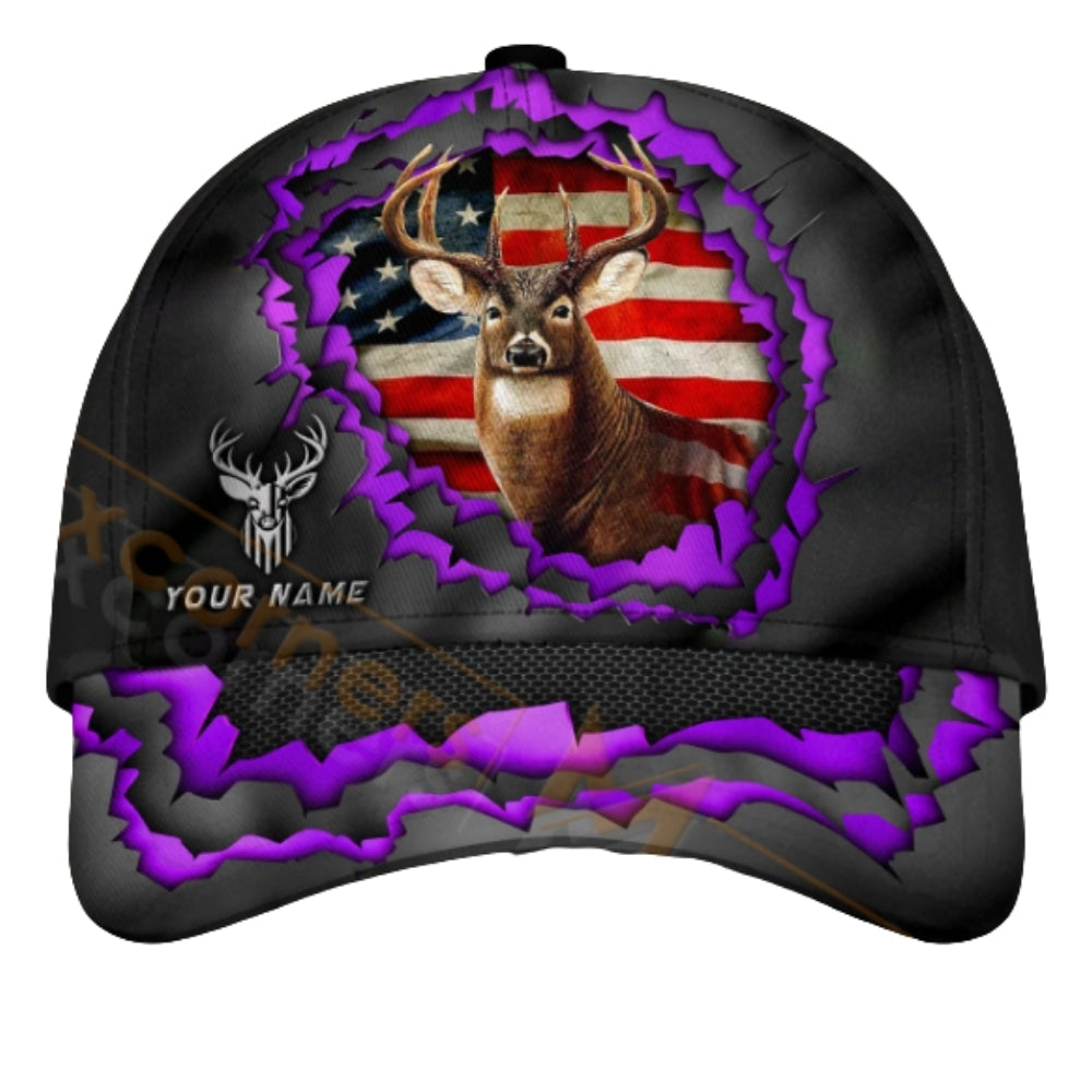 American Flag Custom Deer Hunting Baseball Cap, Custom 3D Printed Hat For Deer Hunter CP0436